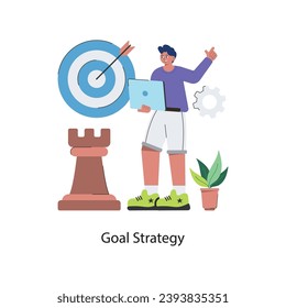 Ziellstrategie Vektor Flach Design Illustration. Symbol auf weißem Hintergrund EPS10-Datei