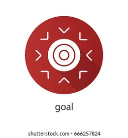 Goal symbol flat design long shadow glyph icon. Purpose abstract metaphor. Vector silhouette illustration