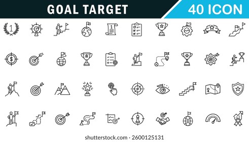 Goal Target editable outline icon design. mission, winner, achievement and more.