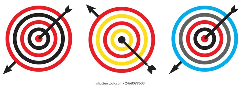 Goal target icon. Target vector icon. Target with arrow icon. Mission or business goal logo. Target dart icon vector illustration isolated on white background. Vector for app or ui ux.