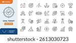 Goal Target line Editable Icons set. Contains of success related icons: mission, winner, achievement, and more. editable stroke. vector illustration