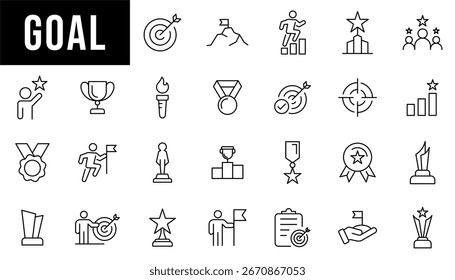 Conjunto de iconos editables de línea de objetivo. Ilustración vectorial, objetivo, logro, negocio, crecer y más
