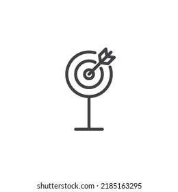 Goal target line icon. linear style sign for mobile concept and web design.  Archery arrow board outline vector icon. Symbol, logo illustration. Vector graphics