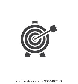 Icono del vector de objetivo. signo plano relleno para concepto móvil y diseño web. Placa de destino con el icono de glifo de flecha. Símbolo, ilustración del logotipo. Gráficos vectoriales