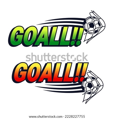Goal text with ball vector design collection