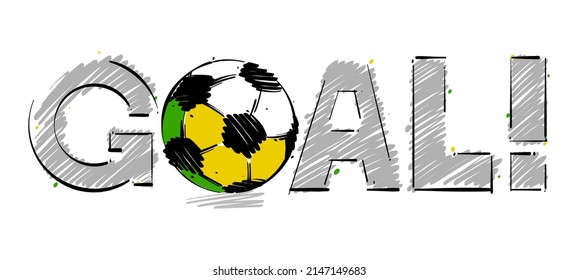 Goal text in draft form with a soccer ball in place of the letter o