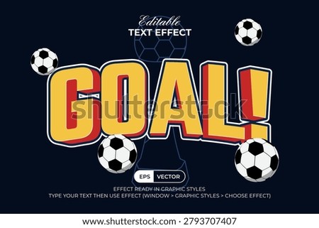 Goal Text Effect Sport 3D Curved Gold Style. Editable Text Effect.