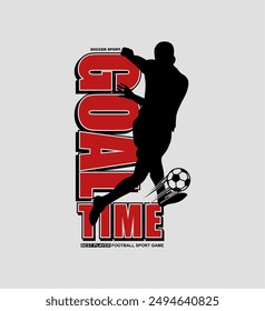 TIEMPO DE GOL, Diseño gráfico futbolístico, tipografía, estampado de camisetas, Ilustración vectorial.