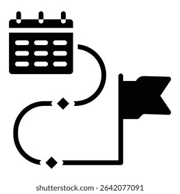 Goal Timeline Icon Bold Style For Various Design Purposes