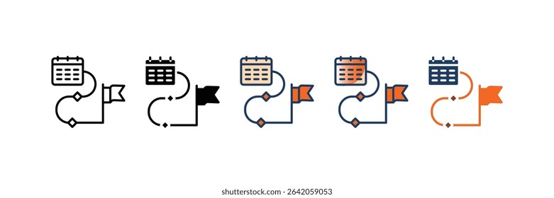 Goal Timeline Icon Set Multiple Style Collection