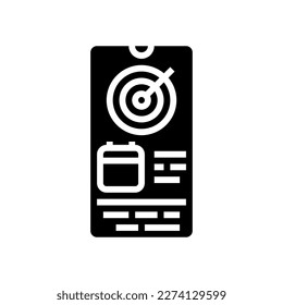 vector de icono de glifo de aplicación de seguimiento de objetivos. signo de aplicación de seguimiento de objetivos. ilustración de símbolo aislado