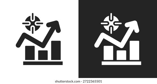 Icono de seguimiento de objetivos en estilo de glifo blanco y negro