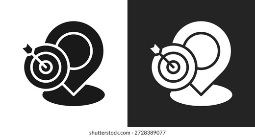 Icono de seguimiento de objetivos en estilo de glifo blanco y negro