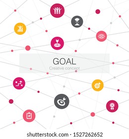 goal trendy web template with simple icons. Contains such elements as target, wish, task, goal