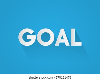 Goal typography paper art style on blue background