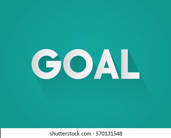 Goal typography paper art style on blue green background