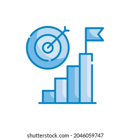 Ilustración del estilo de icono de los colores azules del vector de objetivo. archivo EPS 10