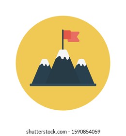 goal vector flat color line icon 