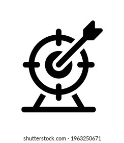 Goal vector icon. Arrows that successfully hit a target.
