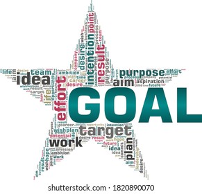 Goal Vektorgrafik Wort Cloud einzeln auf weißem Hintergrund.
