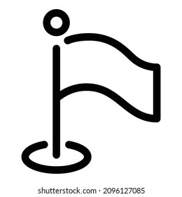 Icono plano de la bandera ondulante de objetivo aislado en fondo blanco