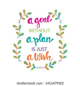 A goal without a plan is just a wish.  Motivational quote.