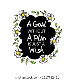 A Goal Without A Plan Is Just A Wish. Motivational quote concept.