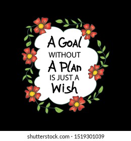 A Goal Without A Plan Is Just A Wish. Motivational quote concept.