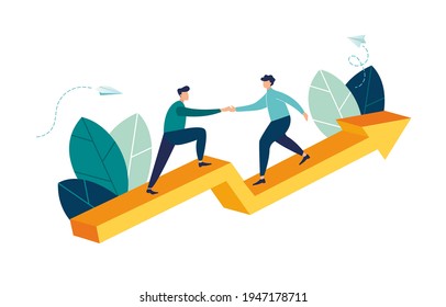 Goal-focused, increase motivation, way to achieve the goal, support and teamwork, help in overcoming obstacles, vector illustration  - Shutterstock ID 1947178711