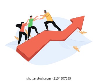 Goal-focused, increase motivation, way to achieve the goal, support and teamwork, help in overcoming obstacles, vector illustration. Business planning. Leadership and business success, manager, leader
