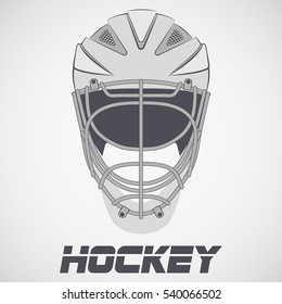 Goalie Hockey Helmet sketch style. Ice and Grass Field sport. Vector Illustration isolated on background.