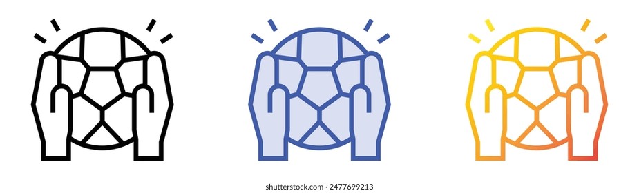 goalie icon. Linear, Blue Fill and Gradient Style Design Isolated On White Background