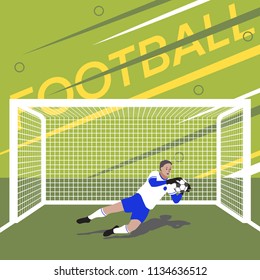 The goalie trying to save the goal