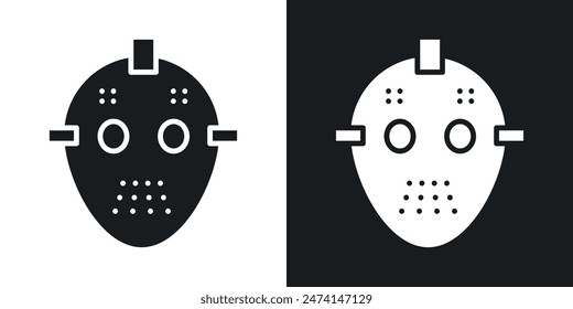 Goalie's Hockey Mask Set. Icon for a Frightening Sports Mask.