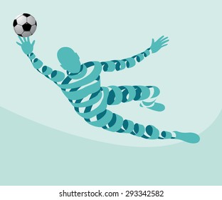 Goalkeeper abstract with a ribbon shape people, vector illustration and flat design.