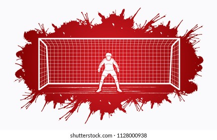 Goalkeeper Action, Prepare  Catches The Ball Graphic Vector.