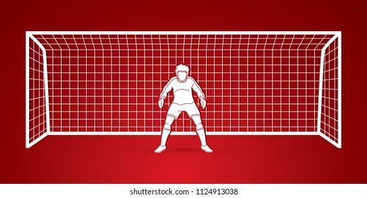 Goalkeeper action,prepare  catches the ball graphic vector.