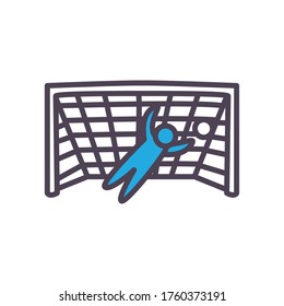 goalkeeper with ball line and fill style icon design, Soccer football sport hobby competition and game theme Vector illustration