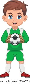 a Goalkeeper boy holding the ball