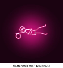goalkeeper catches ball icon. Elements of Soccer in action in neon style icons. Simple icon for websites, web design, mobile app, info graphics