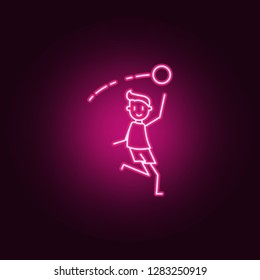 goalkeeper catches ball icon. Elements of Soccer in action in neon style icons. Simple icon for websites, web design, mobile app, info graphics