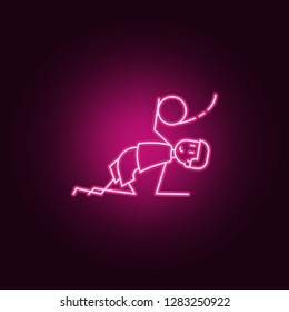 goalkeeper catches ball icon. Elements of Soccer in action in neon style icons. Simple icon for websites, web design, mobile app, info graphics