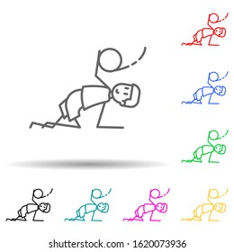 goalkeeper catches ball multi color style icon. Simple thin line, outline vector of soccer in action icons for ui and ux, website or mobile application