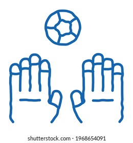 Goalkeeper Catches Ball sketch icon vector. Hand drawn blue doodle line art Goalkeeper Catches Ball sign. isolated symbol illustration