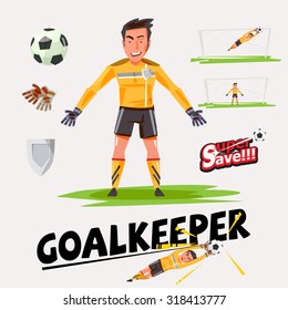 goalkeeper character design with icon set - vector illustration