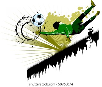 goalkeeper - the dangerous moment at gate (vector and illustration);