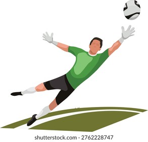 Goalkeeper diving to save goal illustration