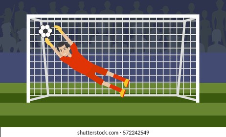 Goalkeeper in the gate on the white background. Soccer game. Athletic young champion.