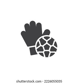 Goalkeeper Glove And Ball Vector Icon. Filled Flat Sign For Mobile Concept And Web Design. Football Goalkeeper Glyph Icon. Symbol, Logo Illustration. Vector Graphics