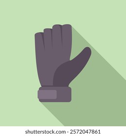 Goalkeeper glove protecting hand during soccer game icon, flat style illustration